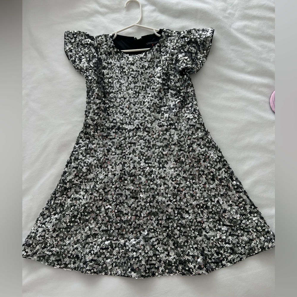 J crew girls Silver sequins dress